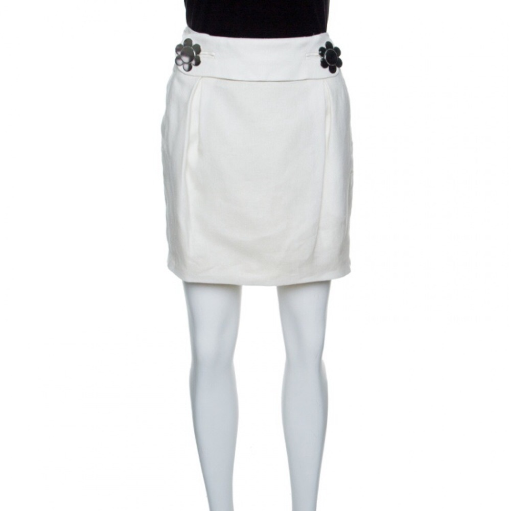 See by Chloe Belted Daisy Button Linen Mini Skirt